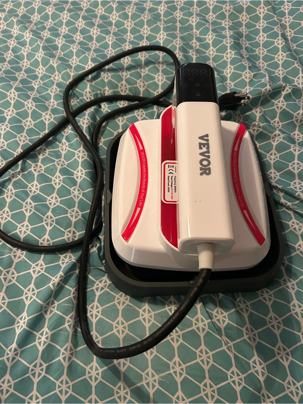White & Red Handheld Heat Press - Portable Ironing Press